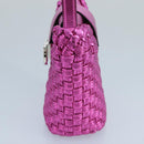 Salvatore Ferragamo Gancini Schoudertas Leer Roze Zilver Origineel 97480-3