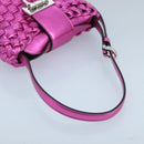 Salvatore Ferragamo Gancini Schoudertas Leer Roze Zilver Origineel 97480-7