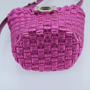 Salvatore Ferragamo Gancini Schoudertas Leer Roze Zilver Origineel 97480-5