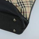 BURBERRY Nova Check Tote Bag Canvas Leather Beige Silver Auth 97482-15