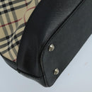 BURBERRY Nova Check Tote Bag Canvas Leather Beige Silver Auth 97482-16