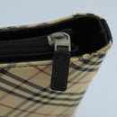 BURBERRY Nova Check Tote Bag Canvas Leather Beige Silver Auth 97482-10