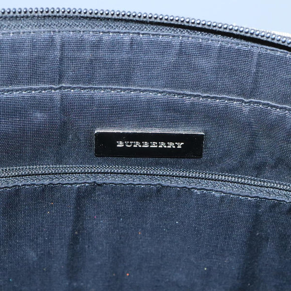 BURBERRY Nova Check Tote Bag Canvas Leather Beige Silver Auth 97482