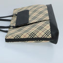 BURBERRY Nova Check Tote Bag Canvas Leather Beige Silver Auth 97482-4