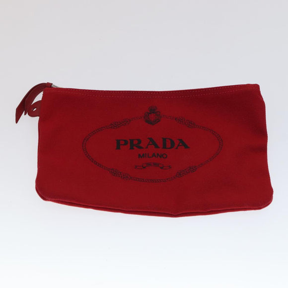 PRADA Hand Bag Canvas Vinyl 2way Red Auth 97486