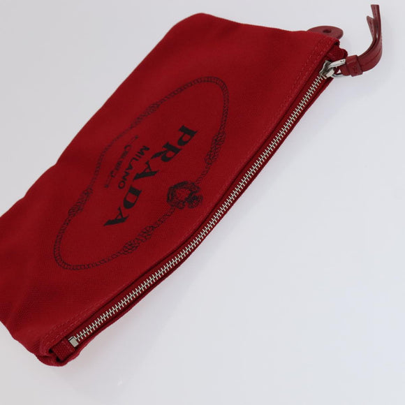 PRADA Hand Bag Canvas Vinyl 2way Red Auth 97486
