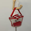 PRADA Hand Bag Canvas Vinyl 2way Red Auth 97486-30