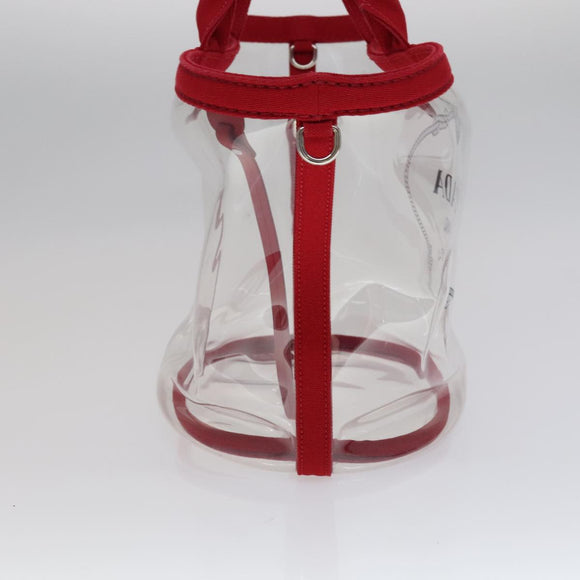 PRADA Hand Bag Canvas Vinyl 2way Red Auth 97486