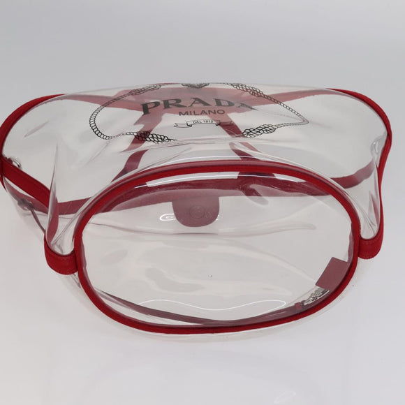 PRADA Hand Bag Canvas Vinyl 2way Red Auth 97486