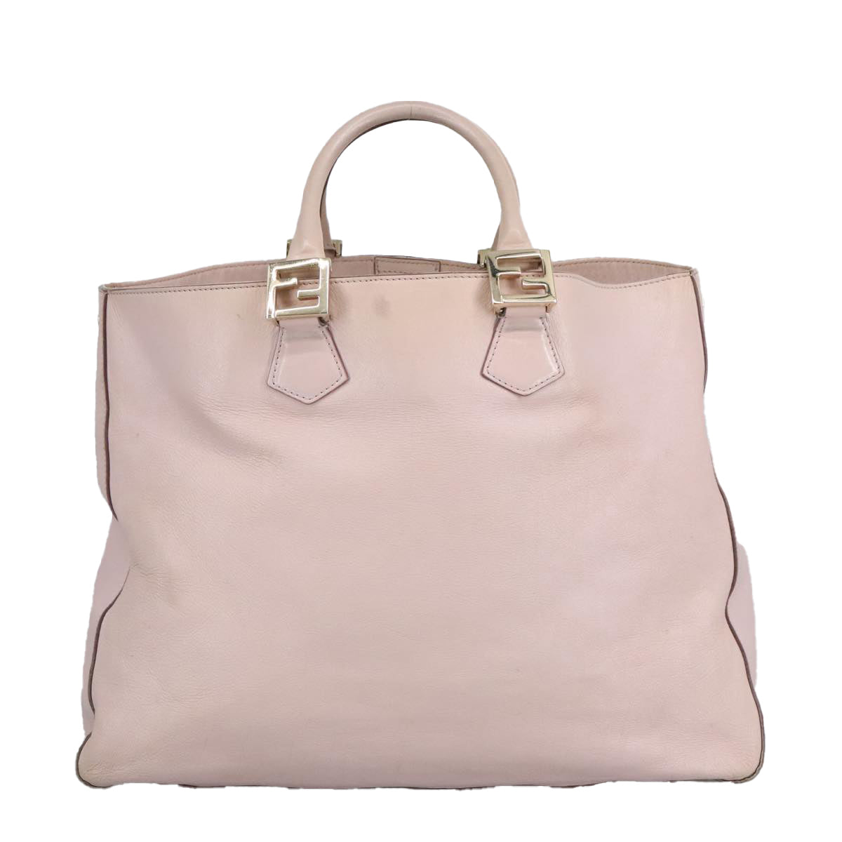 FENDI Hand Bag Leather 2way Pink Gold Auth 97494