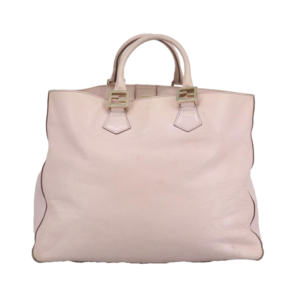 FENDI Hand Bag Leather 2way Pink Gold Auth 97494 - 0