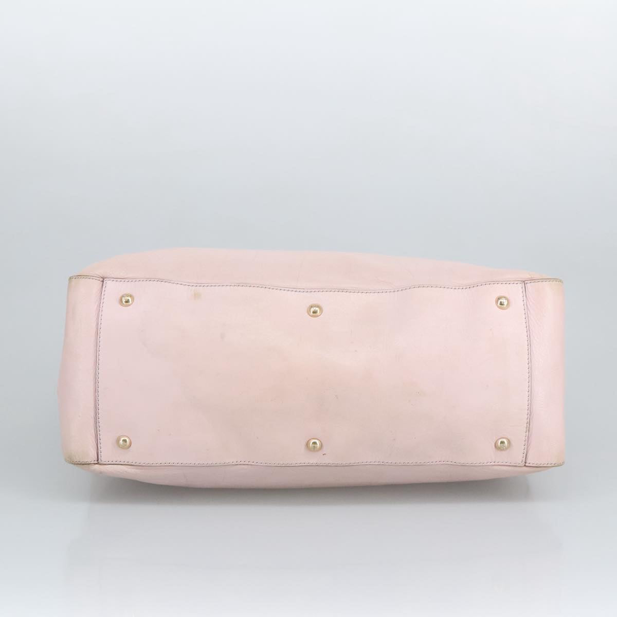 FENDI Hand Bag Leather 2way Pink Gold Auth 97494