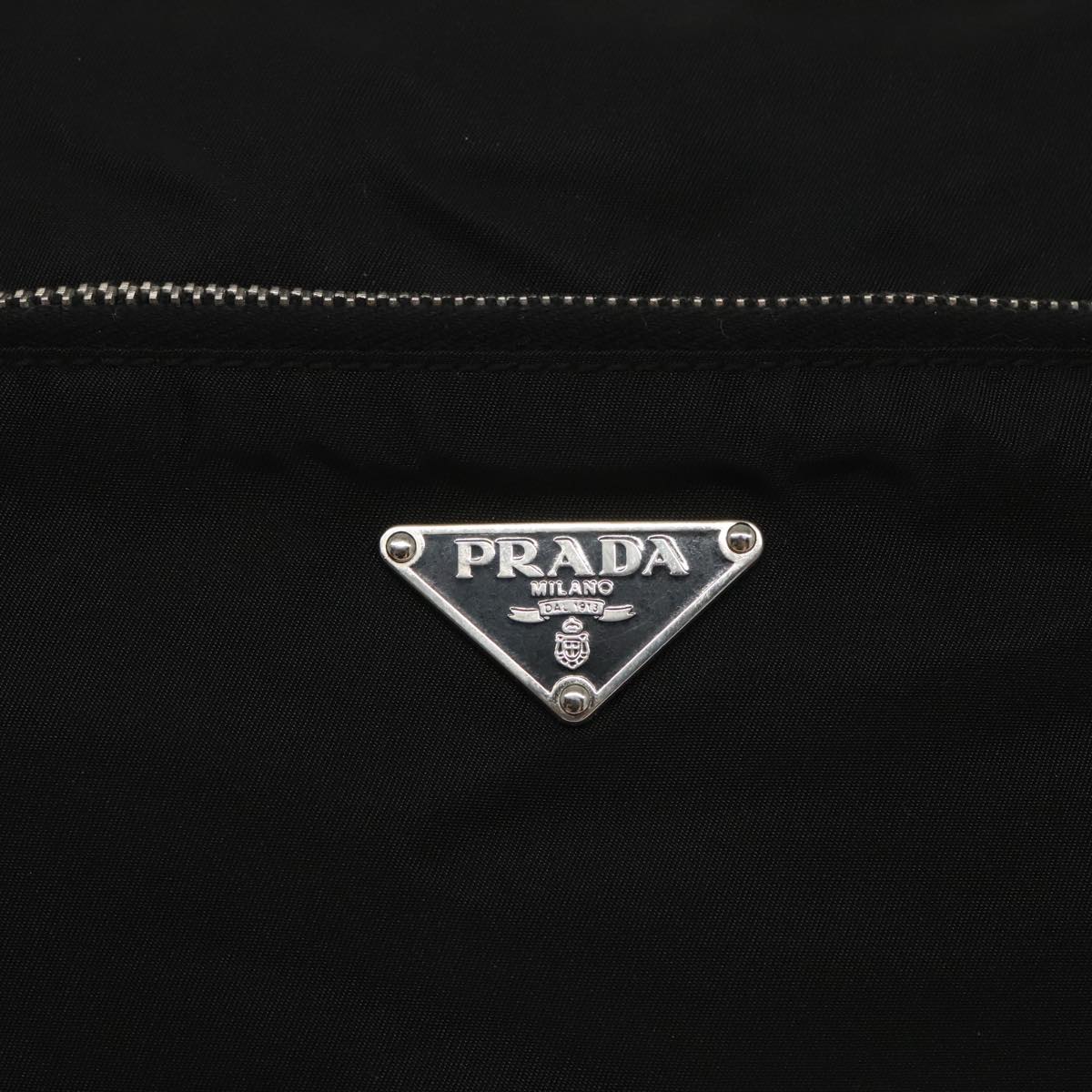 PRADA Shoulder Bag Nylon Black Silver Auth 97496