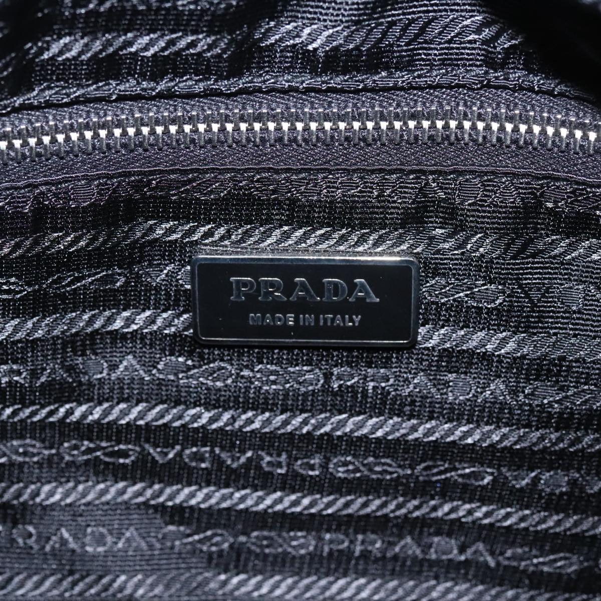 PRADA Shoulder Bag Nylon Black Silver Auth 97496