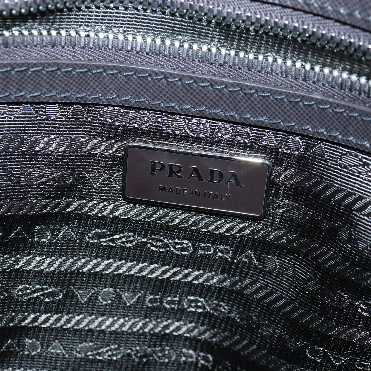 PRADA Tote Bag Nylon Khaki Silver Auth 97497