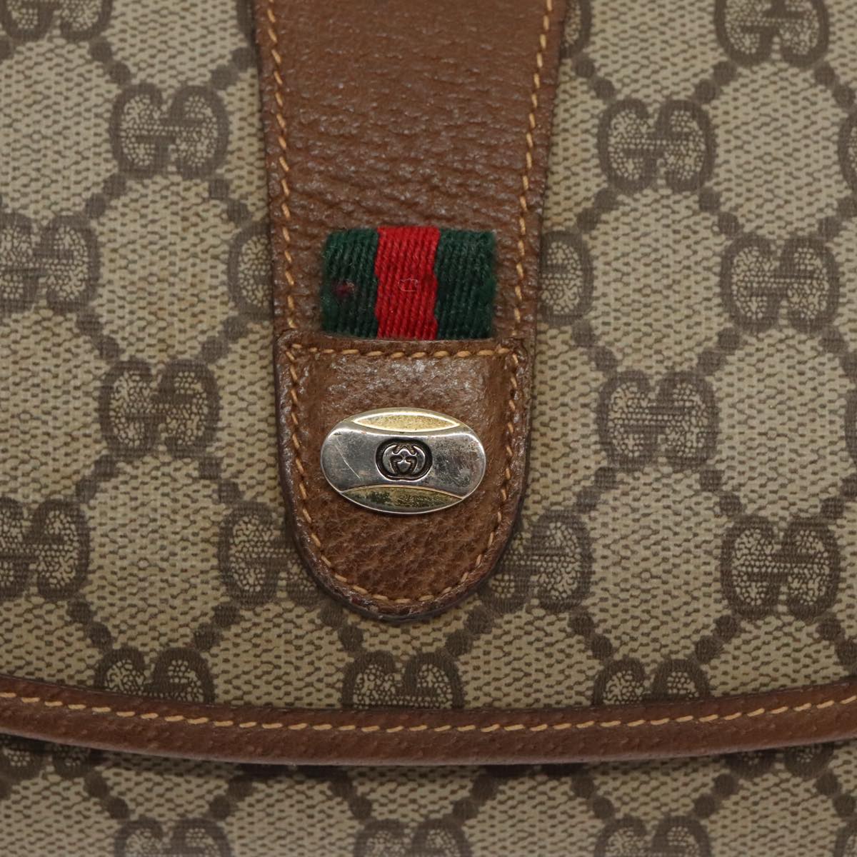 GUCCI GG Supreme Web Sherry Line Clutch Bag PVC Beige Red Green Auth 97499