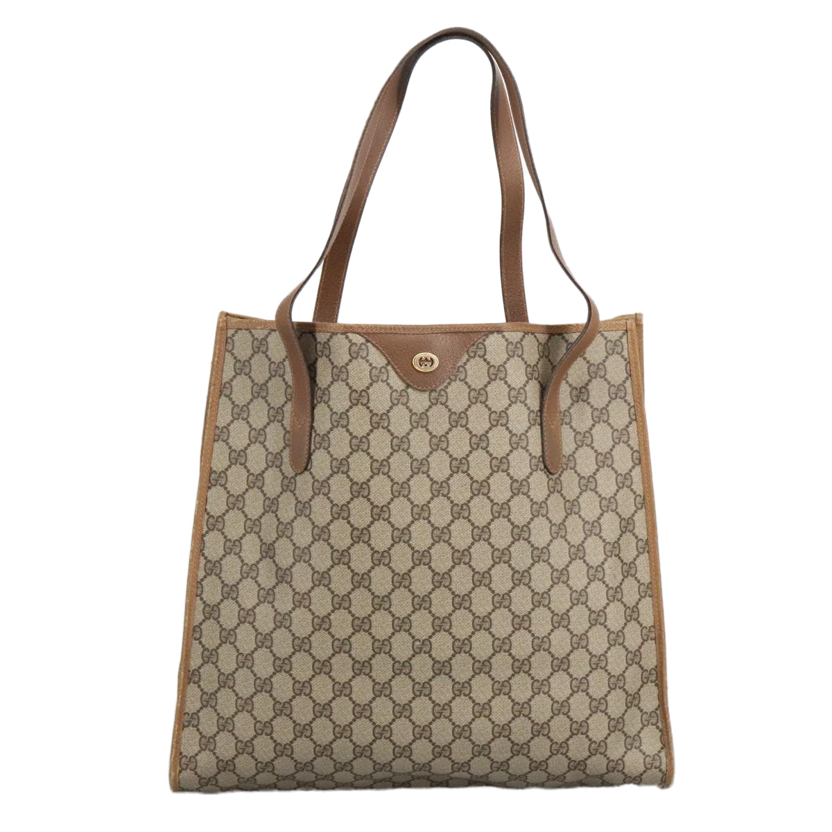 GUCCI GG Supreme Tote Bag PVC Leather Beige Gold 40 02 998 Auth 97520