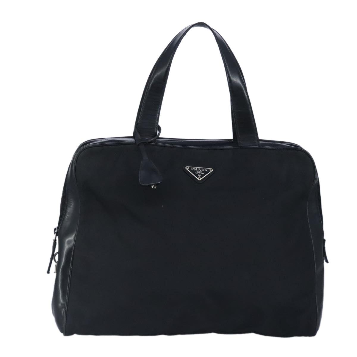 PRADA Hand Bag Nylon Black Silver Auth 97538 - 0