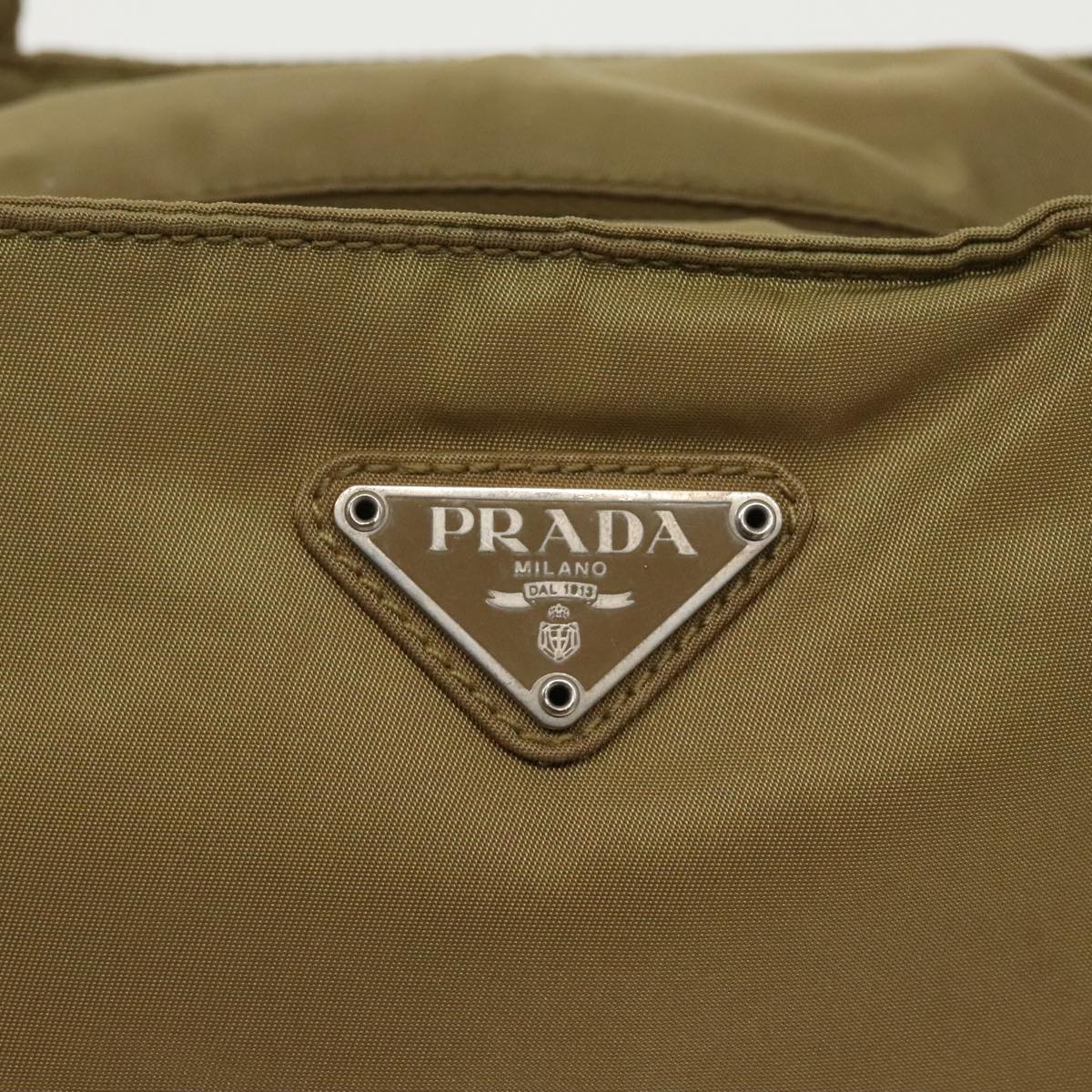 PRADA Hand Bag Nylon Beige Auth 97540