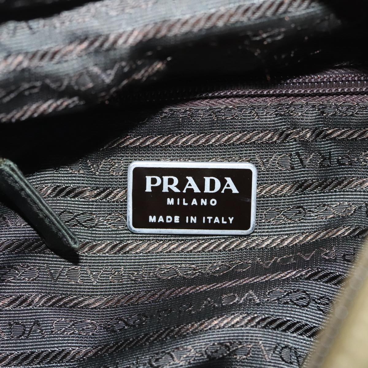 PRADA Hand Bag Nylon Beige Auth 97540