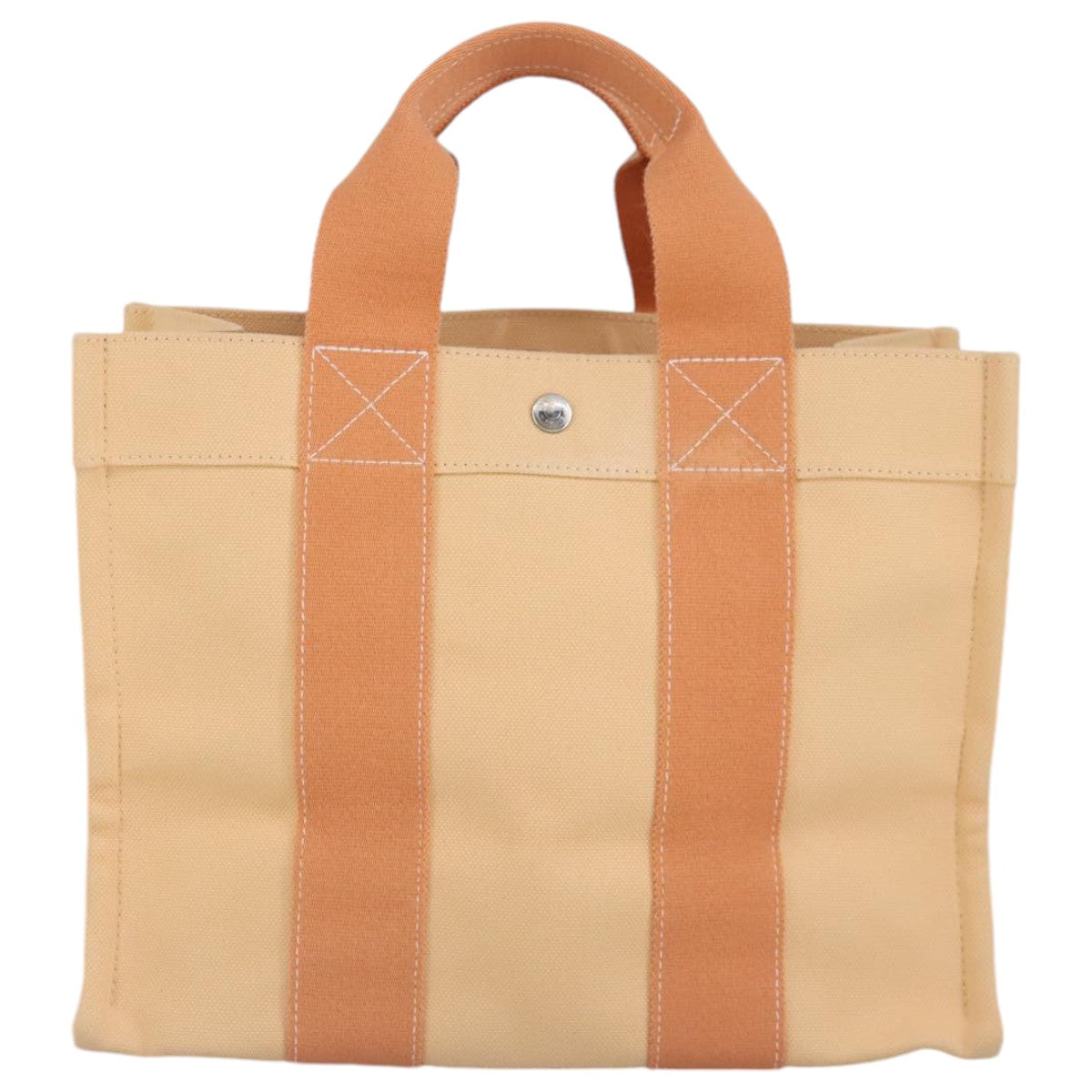 HERMES Bora Bora PM Tote Bag Canvas Orange Silver Auth 97566