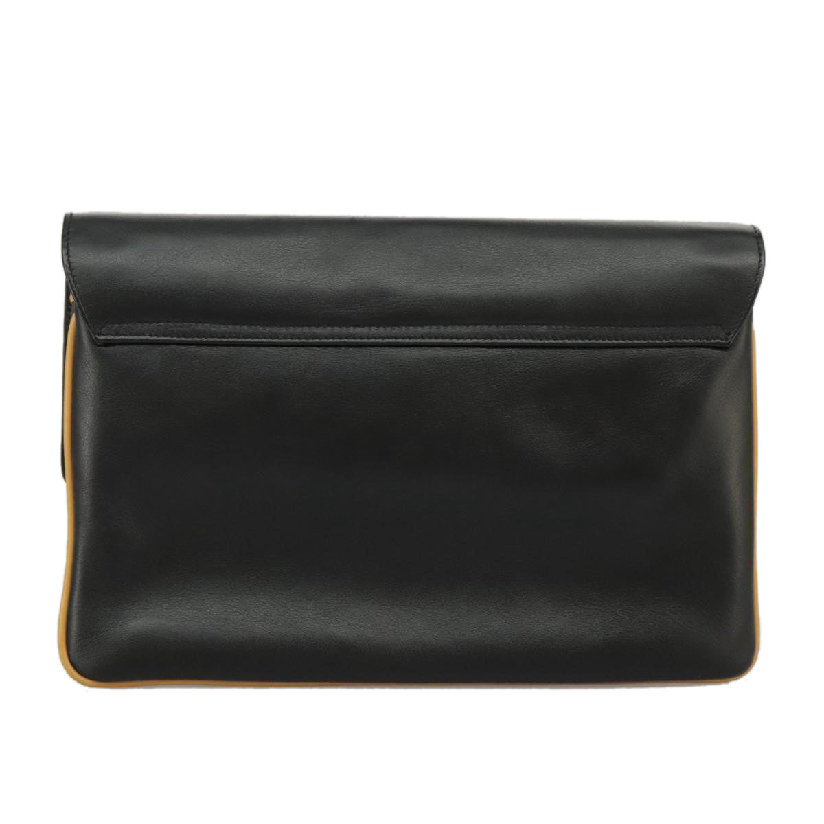 CELINE Clutch Bag Leather Black Gold Auth 97572 - 0