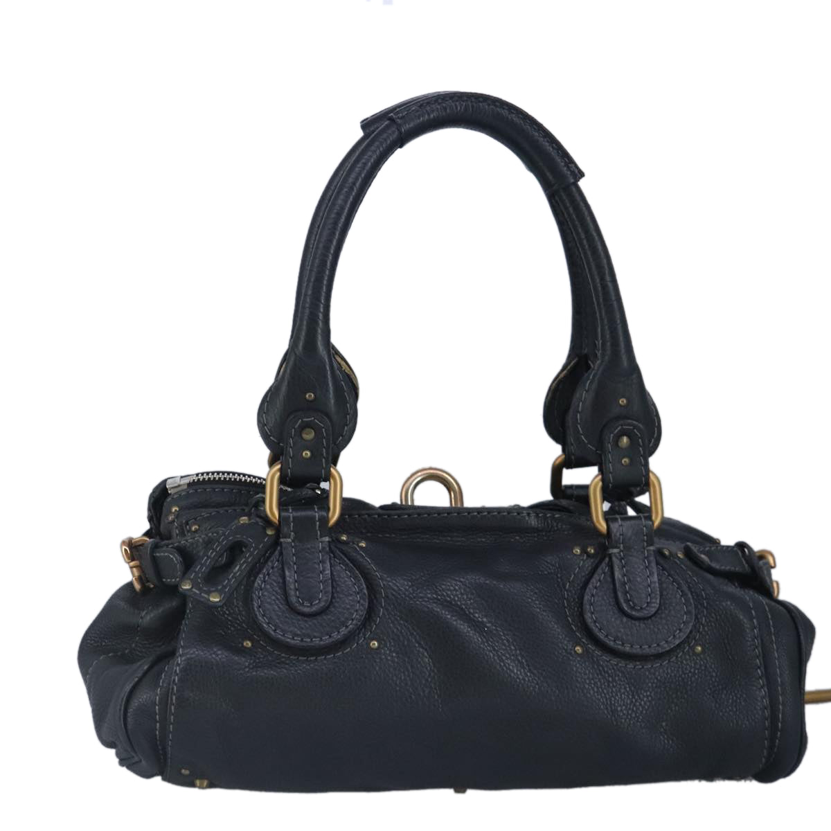 Chloe Paddington Hand Bag Leather Black Gold Auth 97589 - 0