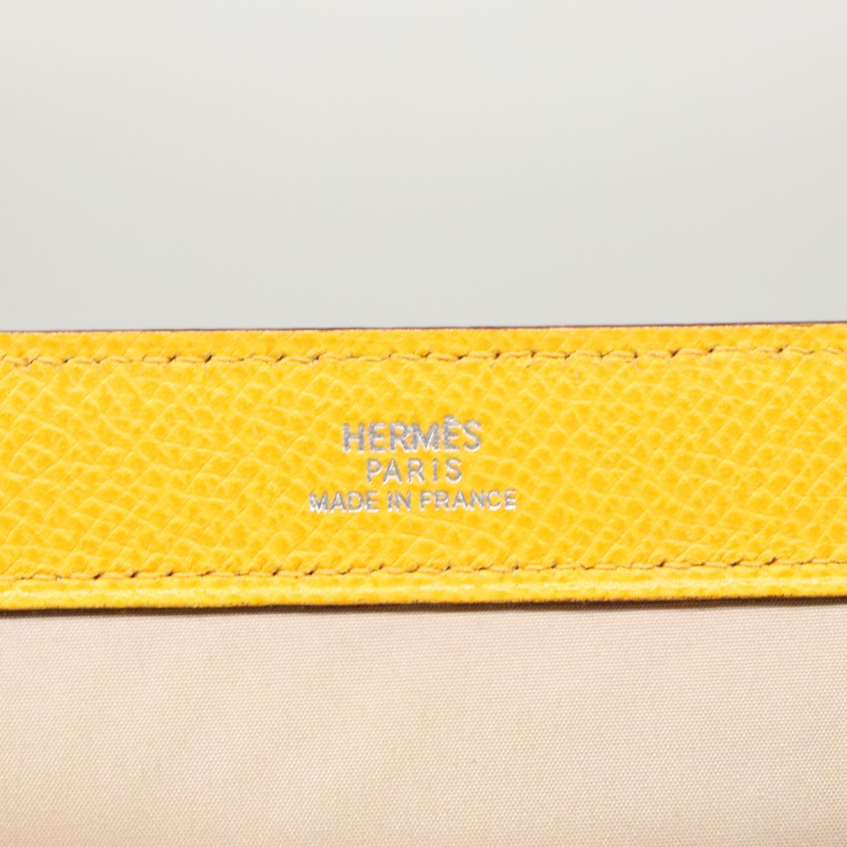 HERMES Pouch Leather Yellow Silver Auth 97591