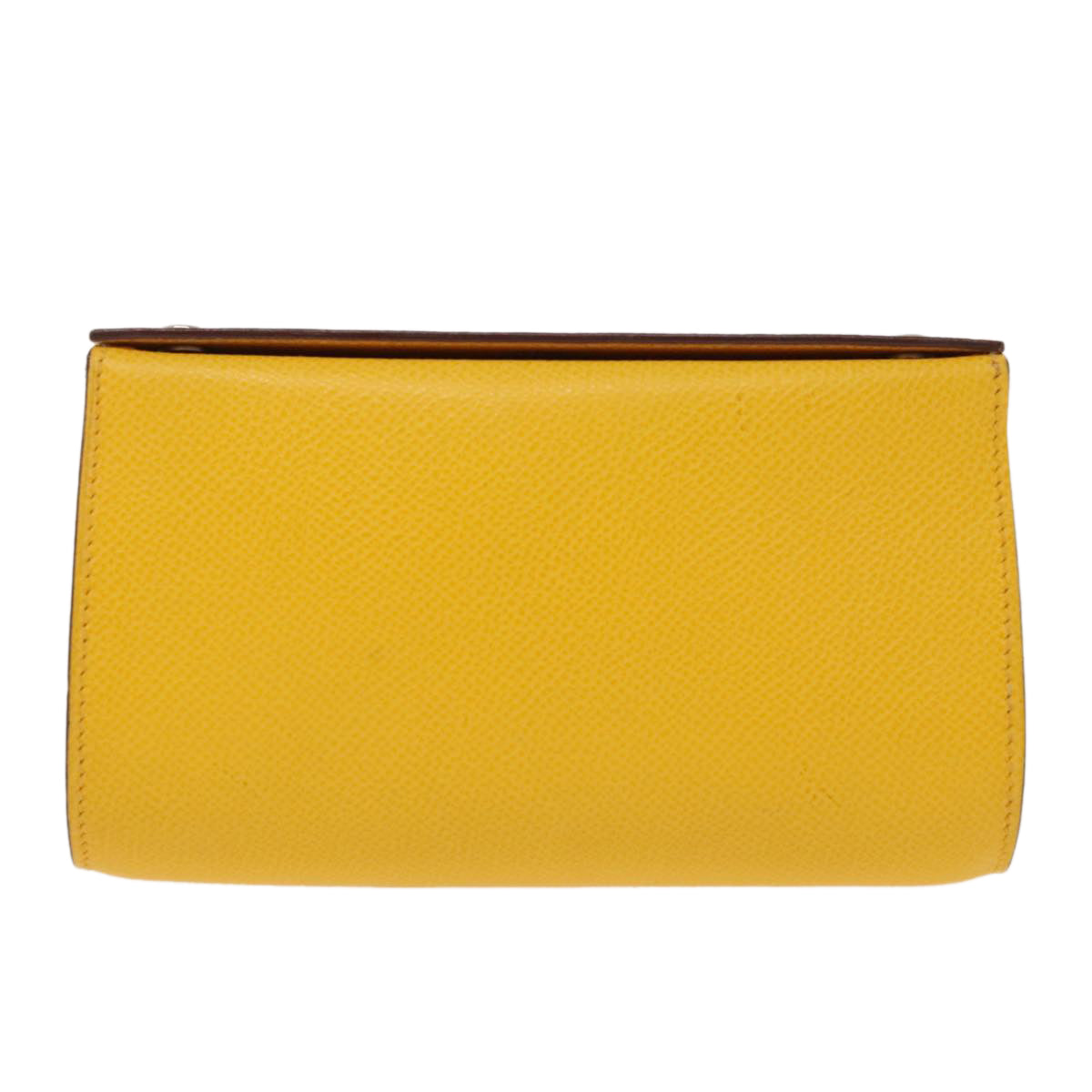 HERMES Pouch Leather Yellow Silver Auth 97591 - 0