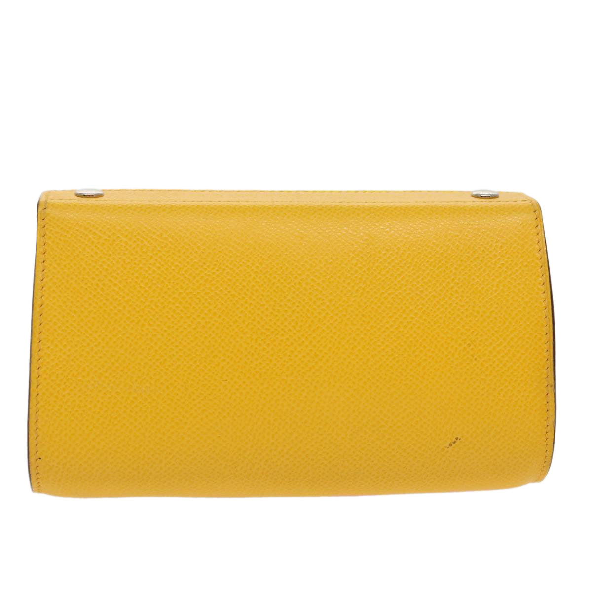 HERMES Pouch Leather Yellow Silver Auth 97591