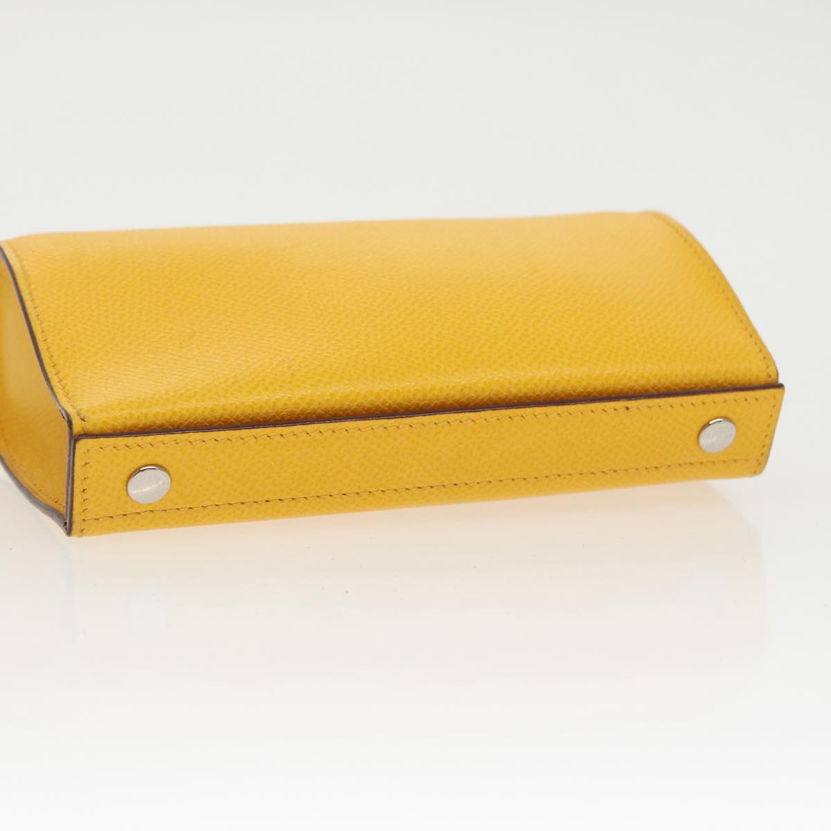 HERMES Pouch Leather Yellow Silver Auth 97591