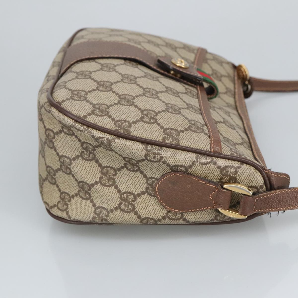 GUCCI GG Supreme Web Sherry Line Shoulder Bag PVC Beige 89 02 032 Auth 97594