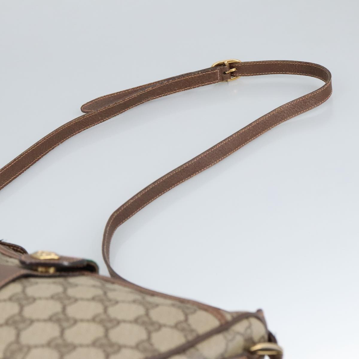 GUCCI GG Supreme Web Sherry Line Shoulder Bag PVC Beige 89 02 032 Auth 97594