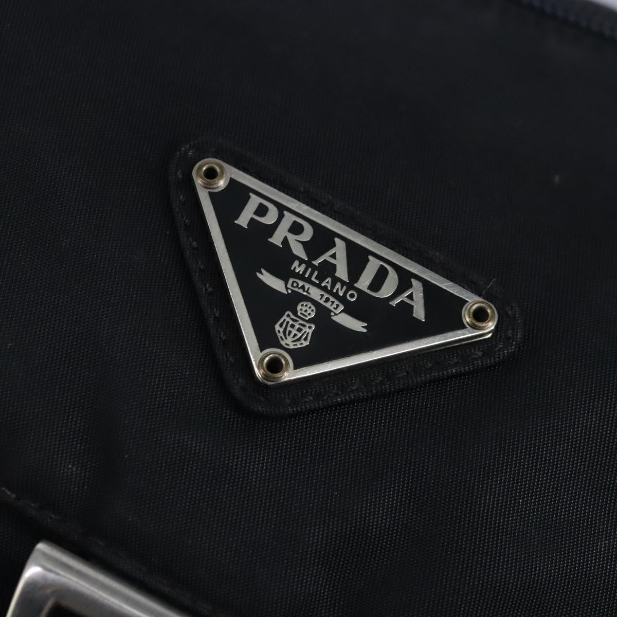 PRADA Shoulder Bag Nylon Black Silver Auth 97597