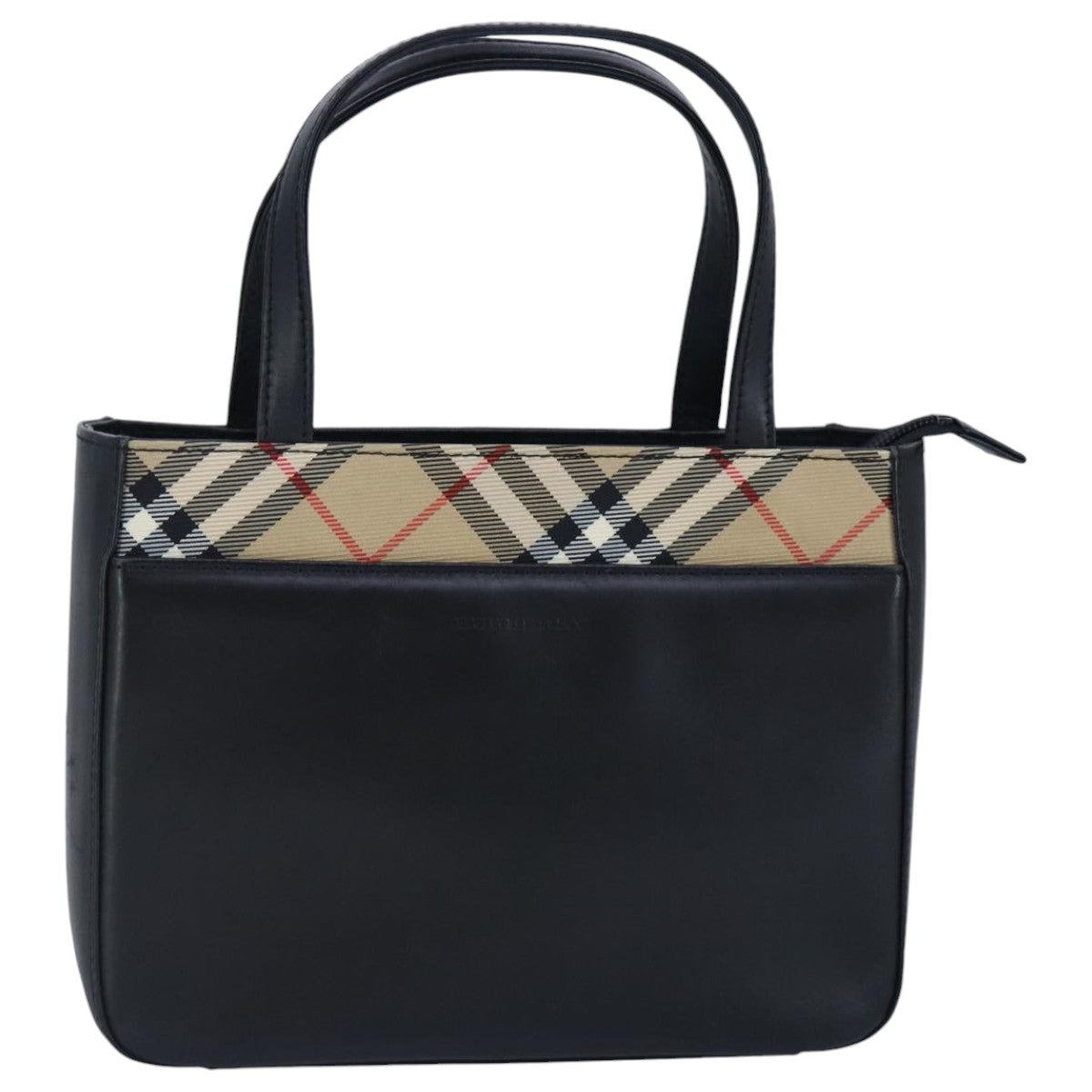 BURBERRY Nova Check Hand Bag Leather Beige Black Auth 97603