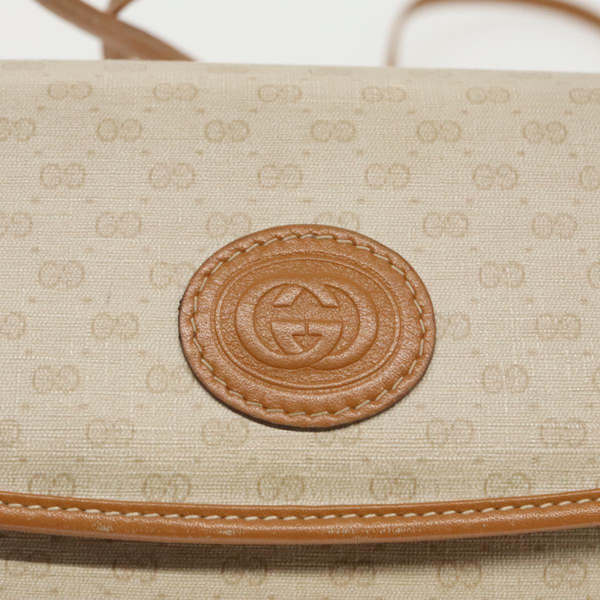 GUCCI Micro GG Supreme Shoulder Bag PVC Beige Gold 007 123 0087 Auth 97624