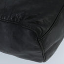 PRADA Hand Bag Leather Black Gold Auth 97627-16
