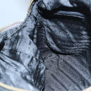 PRADA Hand Bag Leather Black Gold Auth 97627-19