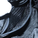 PRADA Hand Bag Leather Black Gold Auth 97627-21