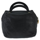 PRADA Hand Bag Leather Black Gold Auth 97627-2