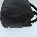 PRADA Hand Bag Leather Black Gold Auth 97627-3