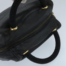 PRADA Hand Bag Leather Black Gold Auth 97627-6