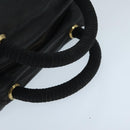 PRADA Hand Bag Leather Black Gold Auth 97627-7