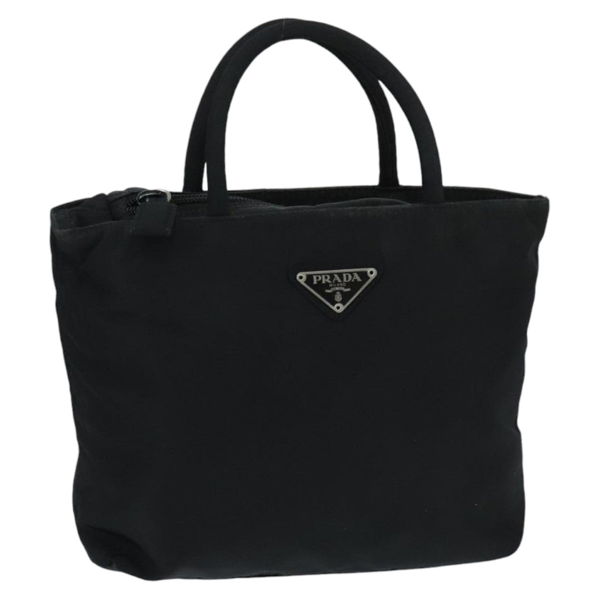 PRADA Hand Bag Nylon Black Silver Auth 97628