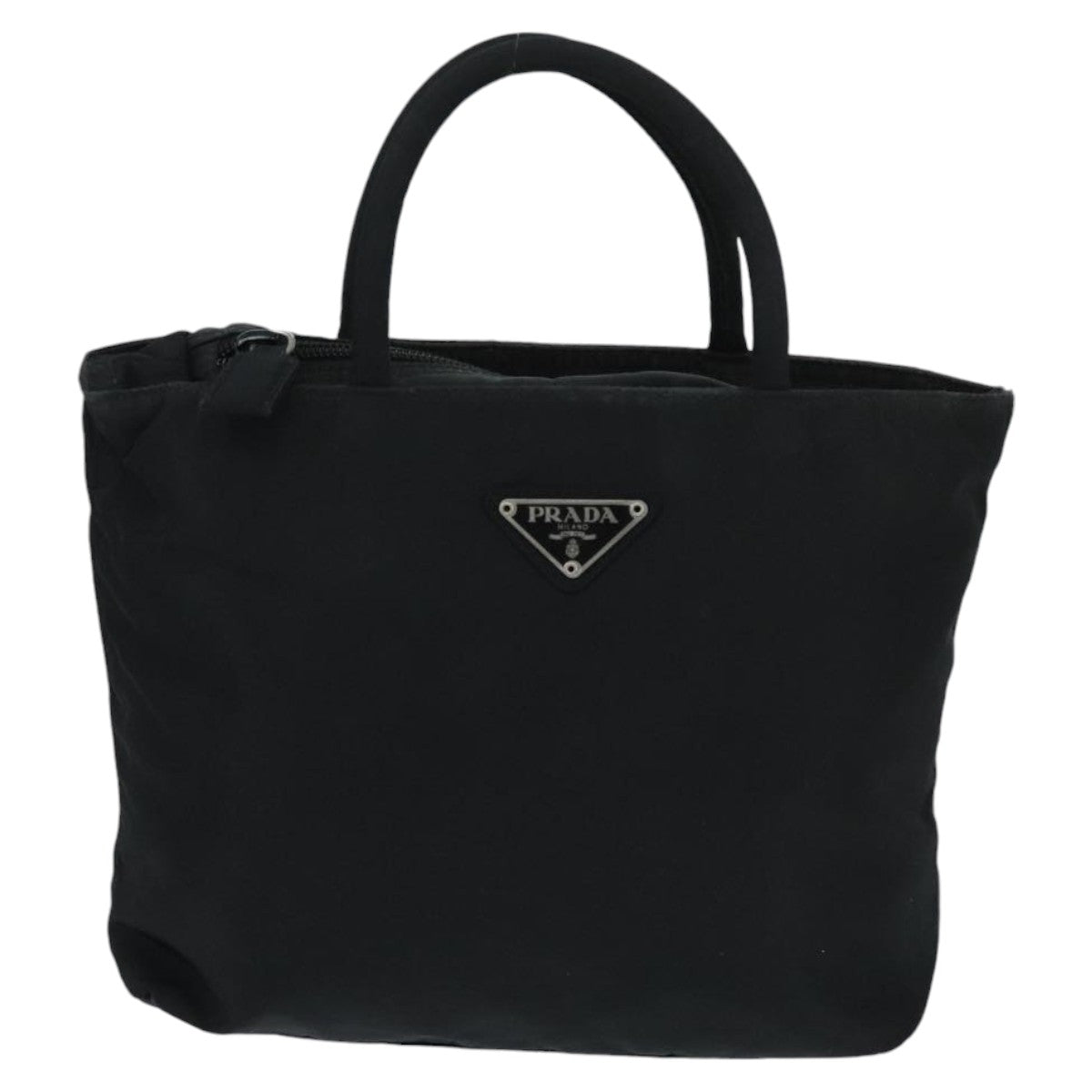 PRADA Hand Bag Nylon Black Silver Auth 97628