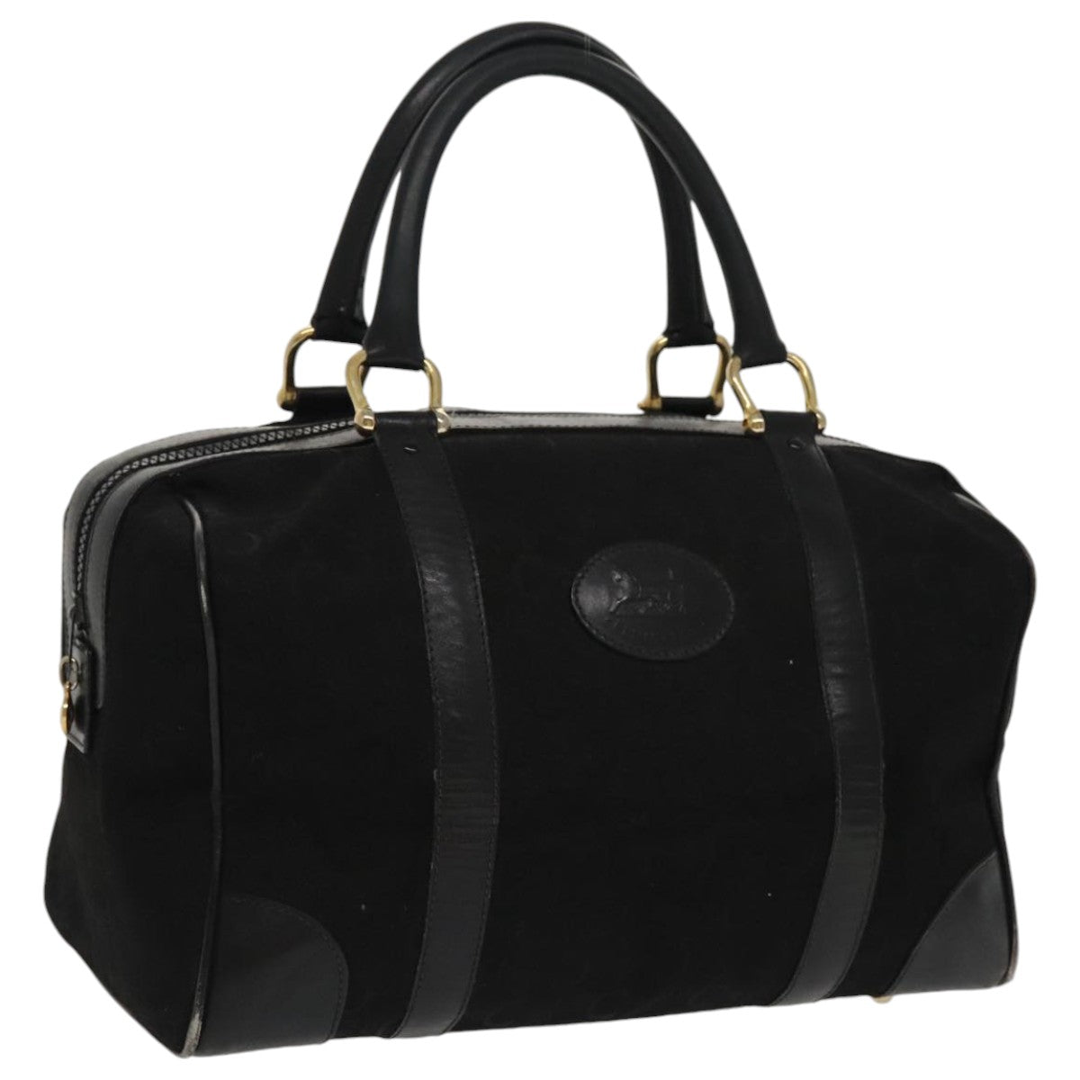 CELINE C Sulky Hand Bag Canvas Black Gold Auth 97637