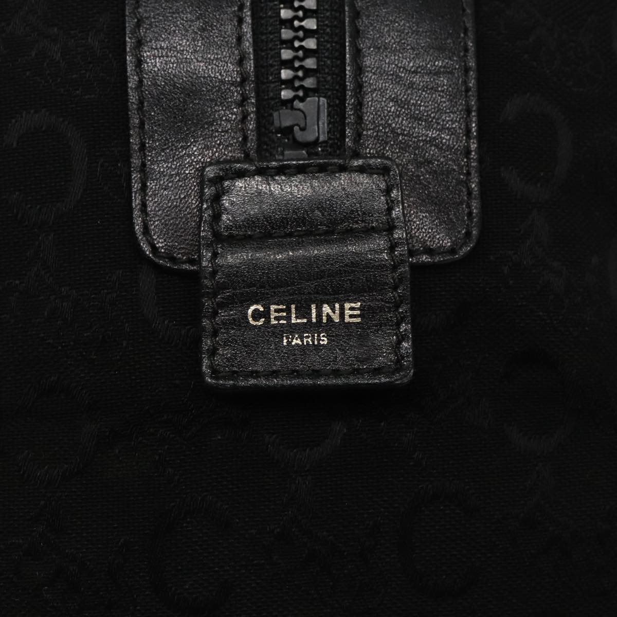 CELINE C Sulky Hand Bag Canvas Black Gold Auth 97637