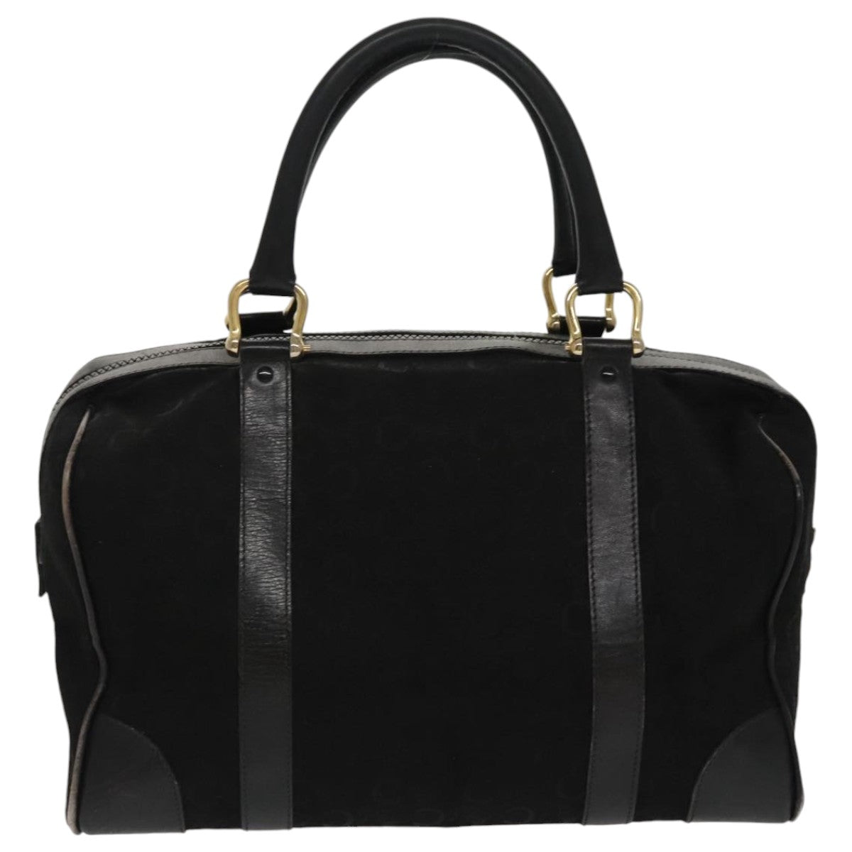 CELINE C Sulky Hand Bag Canvas Black Gold Auth 97637 - 0