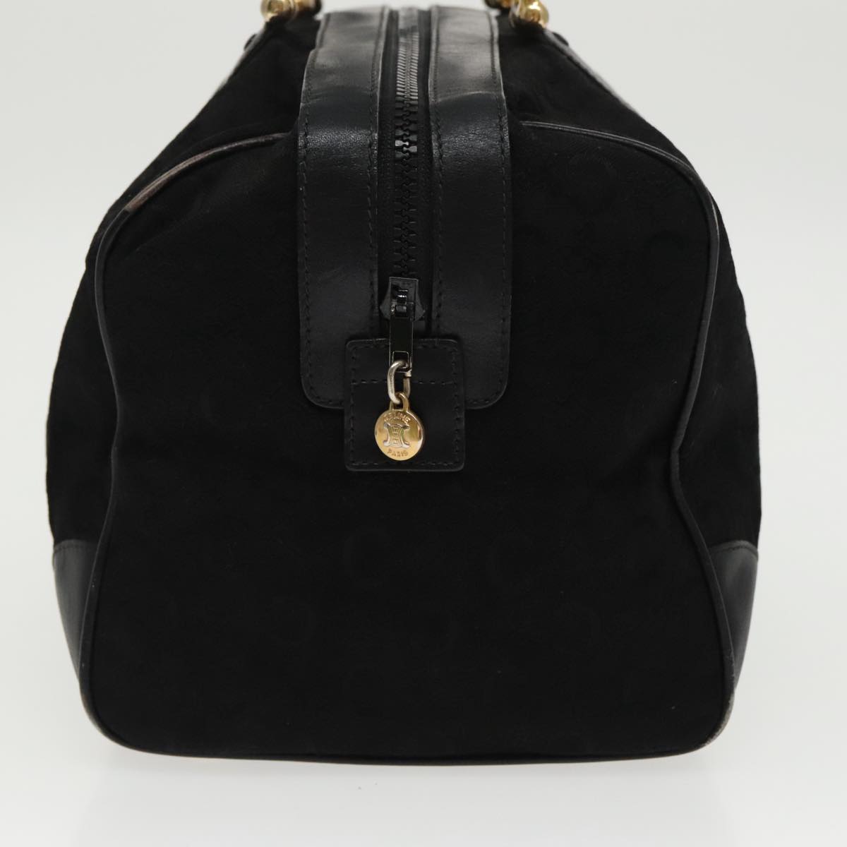 CELINE C Sulky Hand Bag Canvas Black Gold Auth 97637