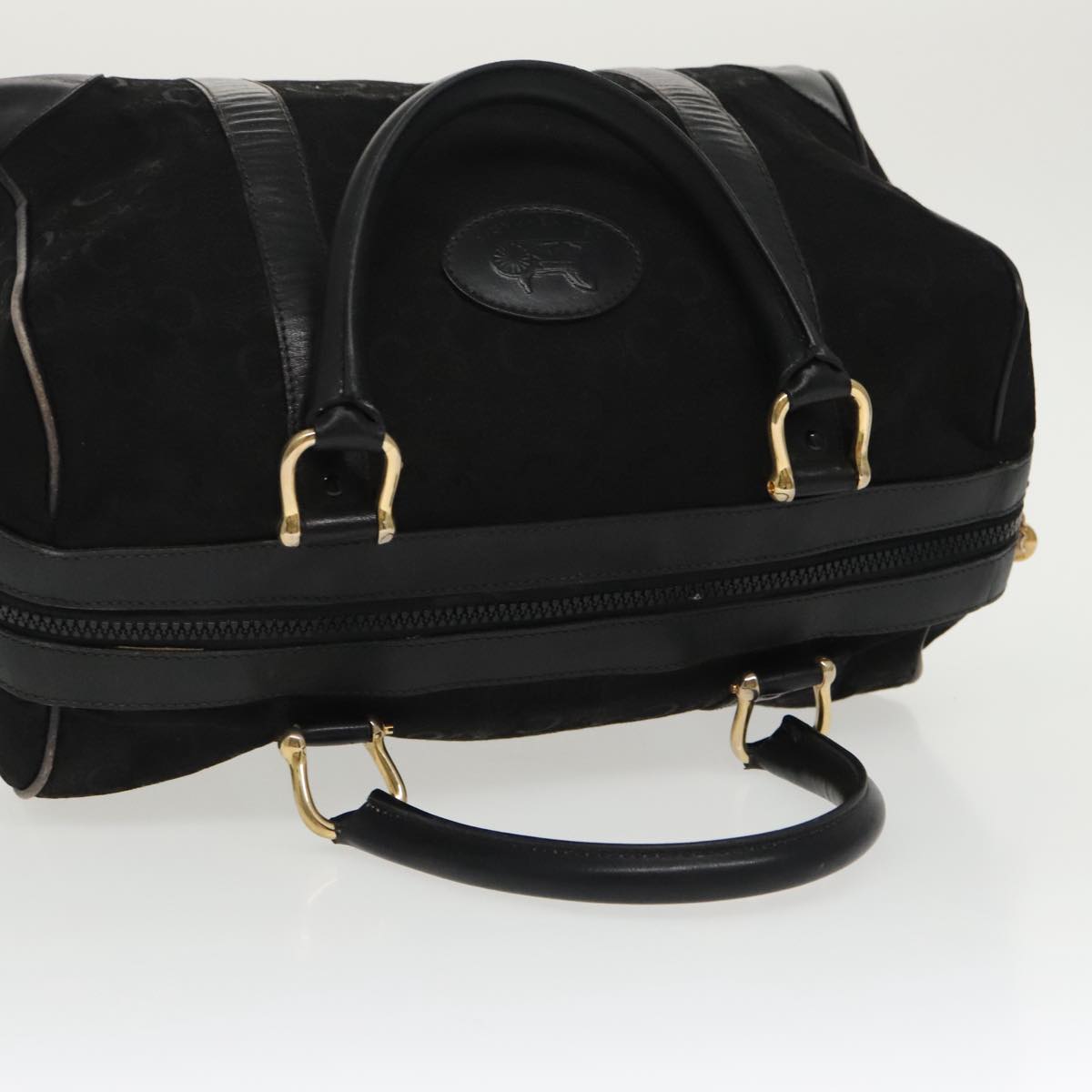 CELINE C Sulky Hand Bag Canvas Black Gold Auth 97637